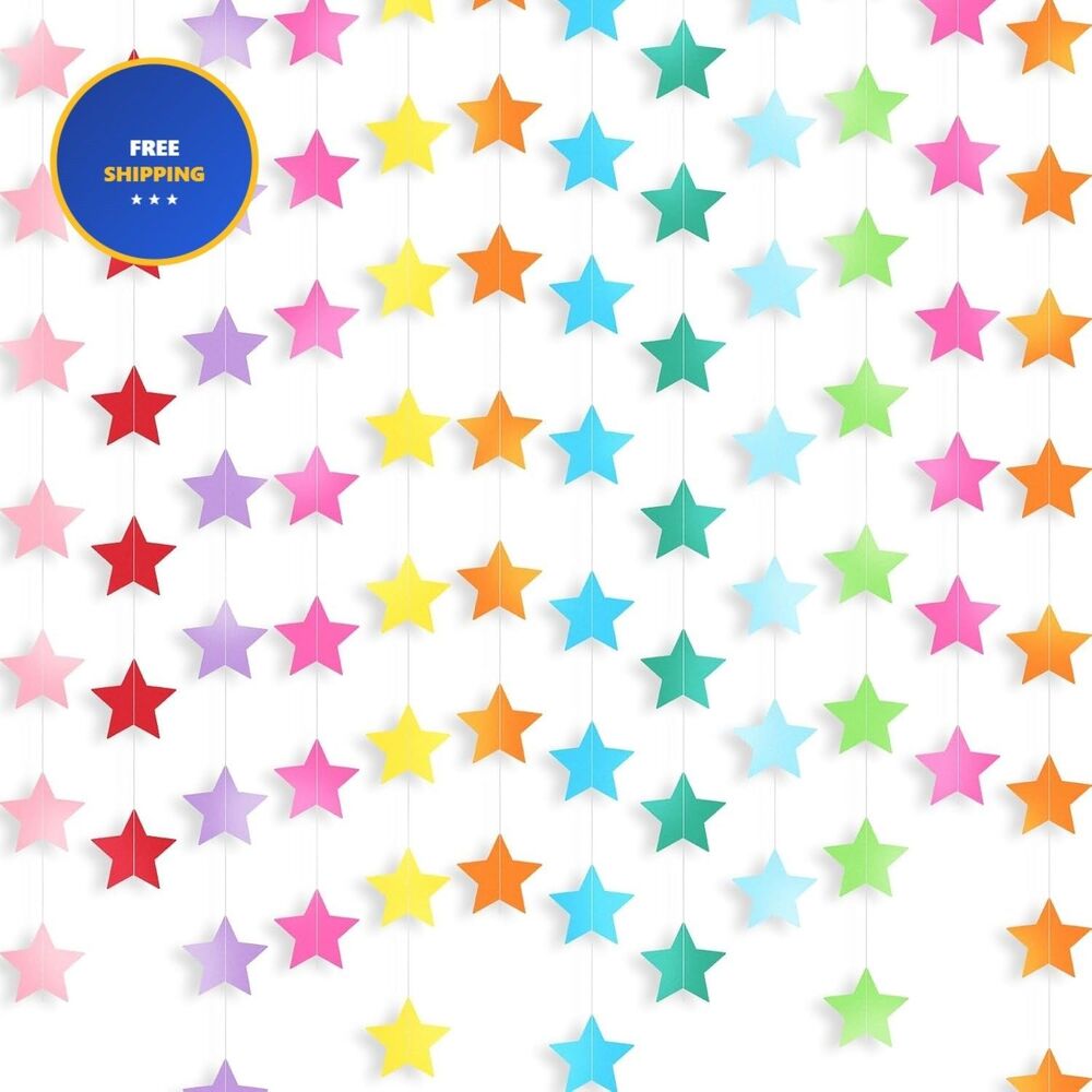 Glitter Star Garland Banner 2026 Graduation Decor 130 Feet Star Hanging